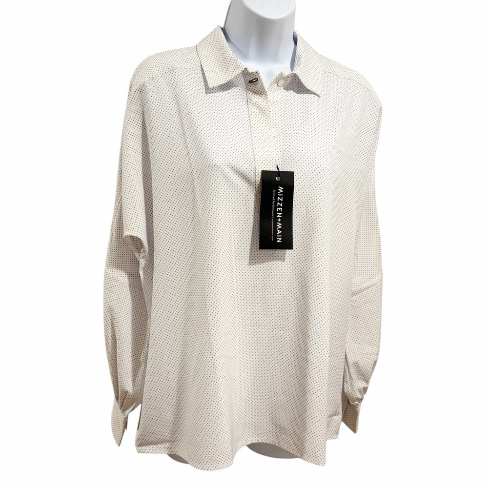 NWT Mizzen + Main Leeward Micro Dot Print Popover Dress Shirt size Medium